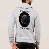 強い恐怖を持ち続ける何も黒いヒョウ パーカ (裏面)