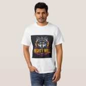 強い意志 – オオカミ Tシャツ (正面フル)