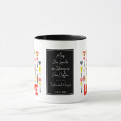 強い愛とコーヒーかわいいカップルのミニマリスト マグカップ (中央)