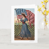 強い愛国心をもって服を着せられた女性 カード (黄色い花)