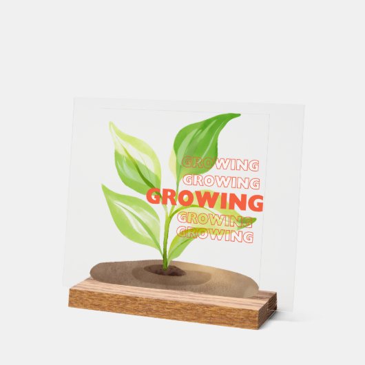 強い成長 アクリルサイン (傾斜)