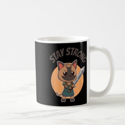 強い戦士の猫を残す コーヒーマグカップ (右)