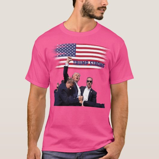 強い拳を空中に突き出す Tシャツ (正面)