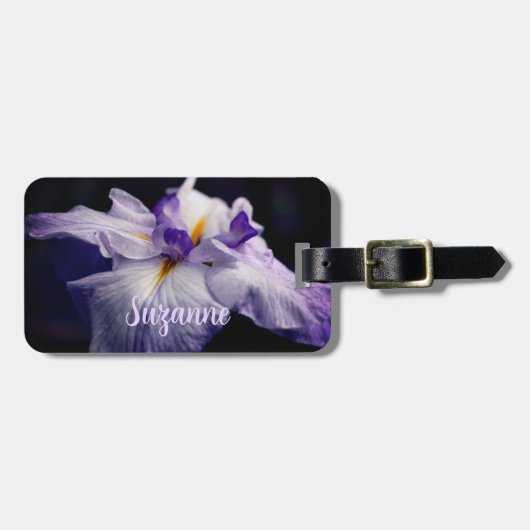 強い日本の虹彩花が閉まパーソナライズされたる ラゲッジタグ (正面横)