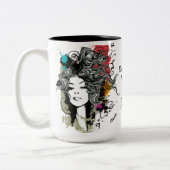 強い権限を持つ女性の個人設定マグカップ コーヒーマグカップ (左)