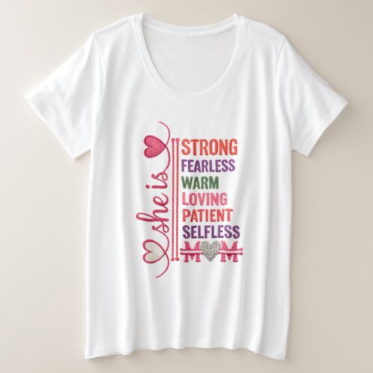 強い母の引用 プラスサイズTシャツ (デザイン正面)