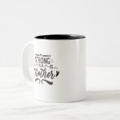 強い母の黒の台本モダンに ツートーンマグカップ (正面左)