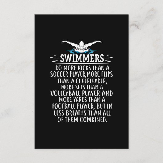 強い泳ぐ人が水泳で贈り物を男性へ女性 エンクロージャーカード (正面)