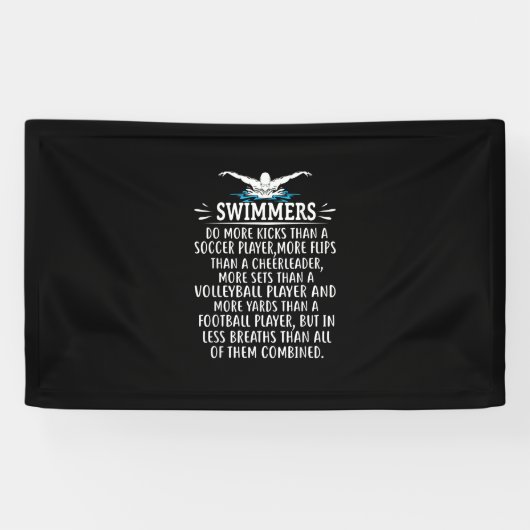 強い泳ぐ人が水泳で贈り物を男性へ女性 横断幕 (横)