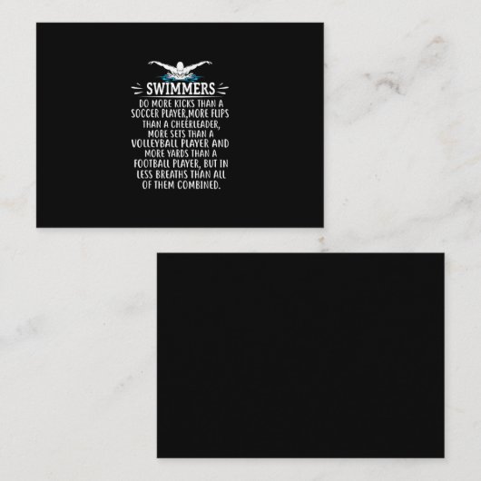 強い泳ぐ人が水泳ギフト女男性へ性 エンクロージャーカード (正面/裏面)