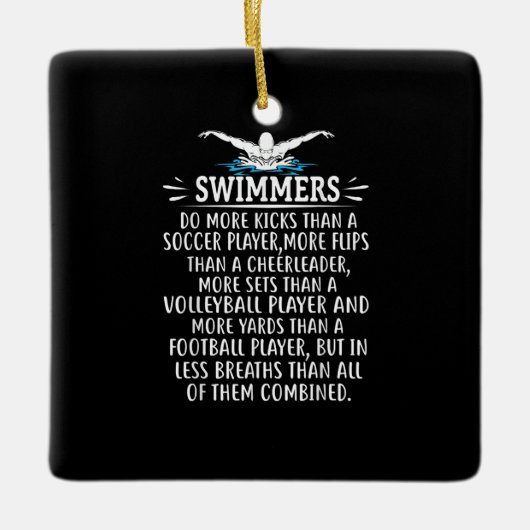 強い泳ぐ人が水泳ギフト女男性へ性 セラミックオーナメント (正面)