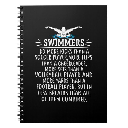 強い泳ぐ人が水泳ギフト女男性へ性 ノートブック (正面)