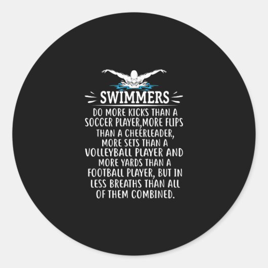 強い泳ぐ人が水泳ギフト女男性へ性 ラウンドシール (正面)