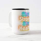 強い滞在、健康を維持 – やる気を起こさせる Wellness ツートーンマグカップ (正面左)