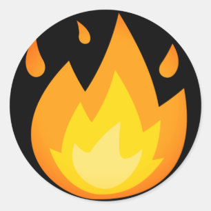 強い火Emoji ラウンドシール