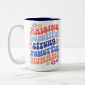 強い美しい強力な子供を育てるママグ ツートーンマグカップ (左)