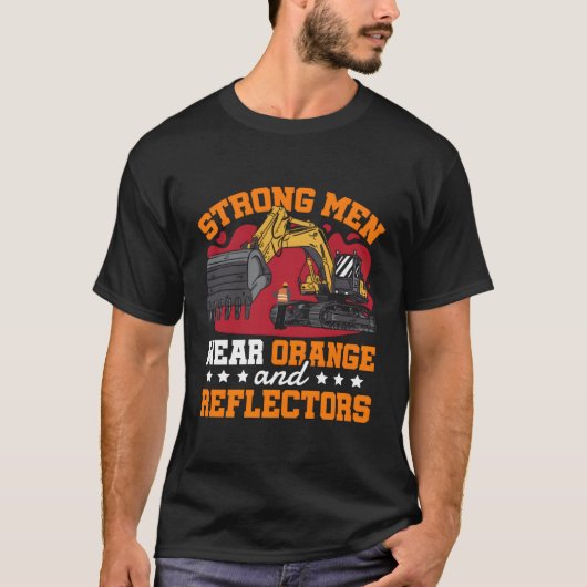 強い衣服オレンジとリフレクタ建築 Tシャツ (正面)