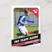 強い赤白でサッカー選手のトレーディングカード コーリングカード (正面)