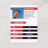 強い赤白でサッカー選手のトレーディングカード コーリングカード (裏面)