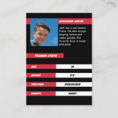 強い赤黒でサッカー選手のトレーディングカード コーリングカード (裏面)