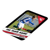 強い赤黒でサッカー選手のトレーディングカード マグネット (左側)