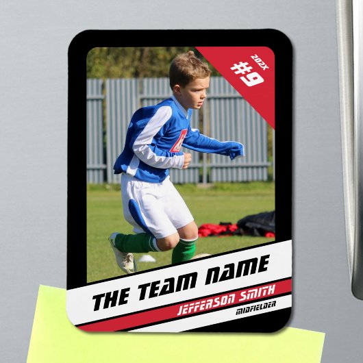 強い赤黒でサッカー選手のトレーディングカード マグネット