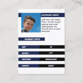 強い青の白でサッカー選手のトレーディングカード コーリングカード (裏面)