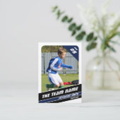 強い青の白でサッカー選手のトレーディングカード コーリングカード (スタンド正面)