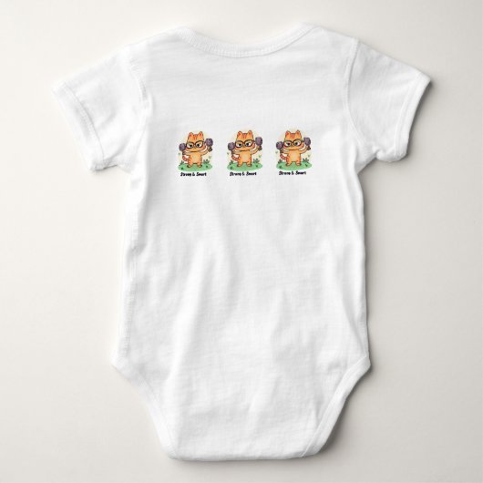 強い頭が切れる猫 ベビーボディスーツ (裏面)