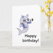 強い鮫の誕生日 カード (黄色い花)