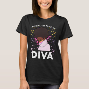 強い黒い女性メラニン社会的な距離Divaク Tシャツ
