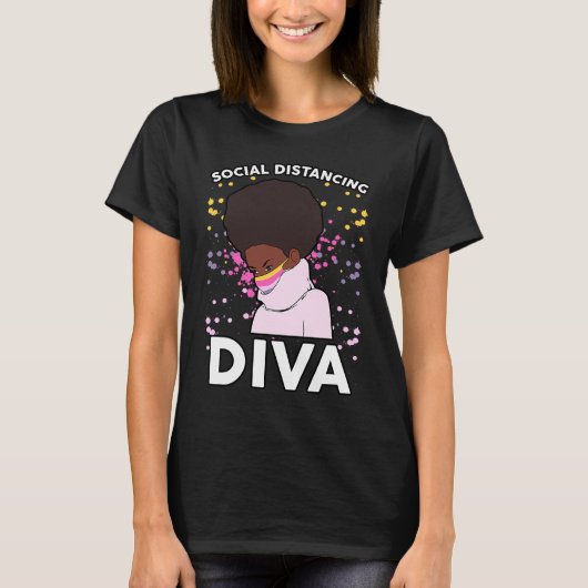 強い黒い女性メラニン社会的な距離Divaク Tシャツ (正面)