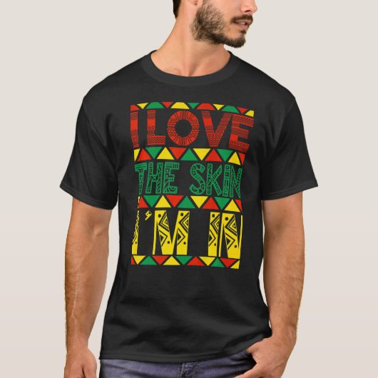 強い黒人女性アフリカAの肌が好き Tシャツ (正面)