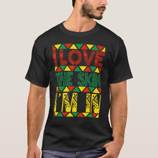 強い黒人女性アフリカAの肌が好き Tシャツ (正面)