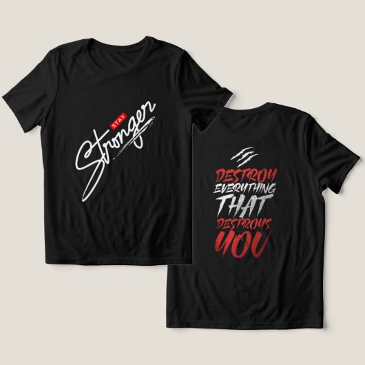 強い黒感動的いやる気を起こさせる引用文 トライブレンドＴシャツ (デザイン正面&裏面)