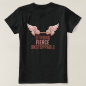 強い・激しい・止まらない サーモンピンクのジム用語 Tシャツ (デザイン裏面)