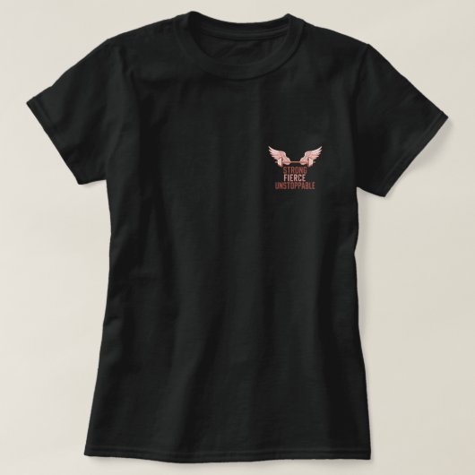 強い・激しい・止まらない サーモンピンクのジム用語 Tシャツ (デザイン正面)