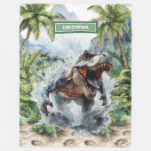 強いTレックス毛布名前をカスタムするパーソナライズされた少年 フリースブランケット (正面)