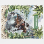 強いTレックス毛布名前をカスタムするパーソナライズされた少年 フリースブランケット (正面(横))