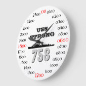 強いUSS (DD-758) ラージ壁時計 (傾斜)