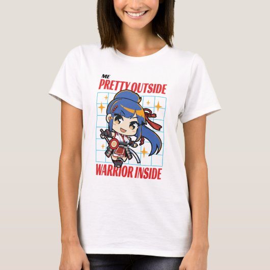 強かわいらしい女は白 Tシャツ (正面)