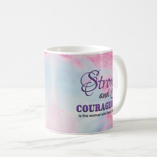 強くて勇気のあるクリスチャンパーソナライズされた女性 コーヒーマグカップ (正面右)