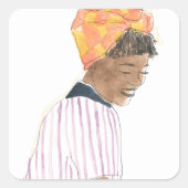 強くて美しい女性が笑顔 スクエアシール (正面)