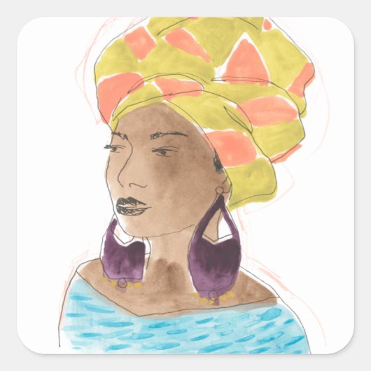 強くて美しい女性 スクエアシール (正面)