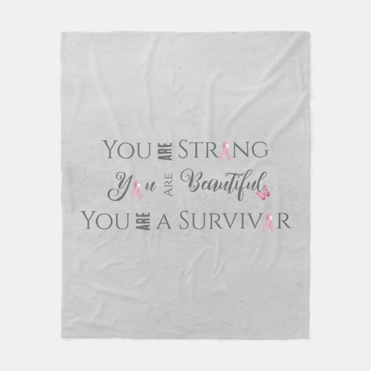 強くて美しい |乳がんを克服した人 フリースブランケット (正面)
