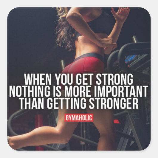 強くなる – 女性のトレーニング やる気を起こさせる スクエアシール (正面)