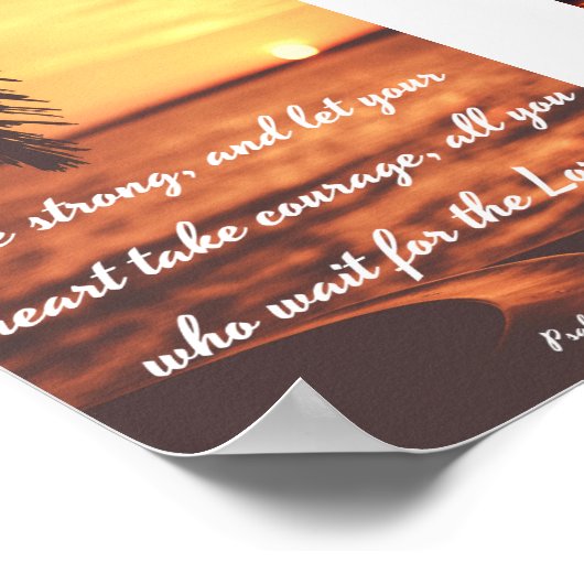 強くなれ、あなたのハートを勇気づかせなさい – Bible ポスター (角)