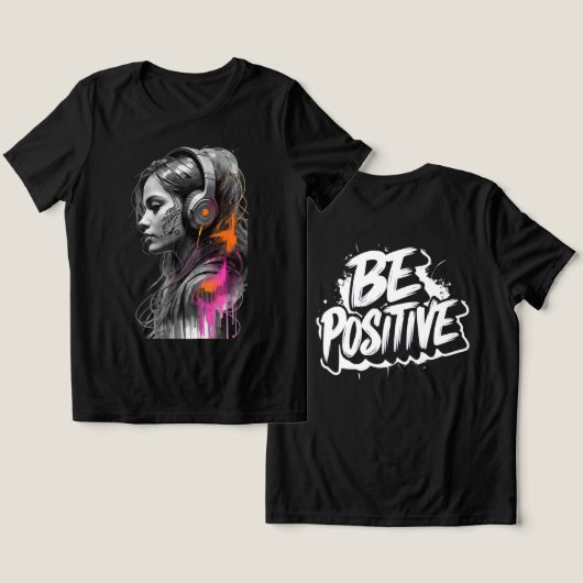 強くなれ 女性用Tシャツ 励ましの黒 モチベ トライブレンドＴシャツ (デザイン正面&裏面)