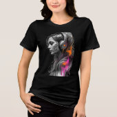 強くなれ 女性用Tシャツ 励ましの黒 モチベ トライブレンドＴシャツ (正面)