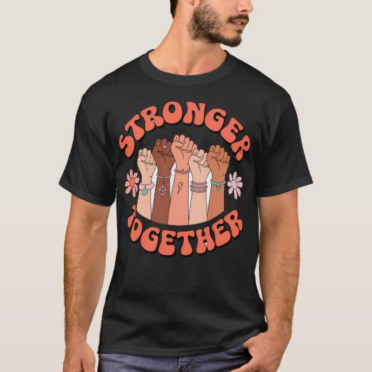 強く一緒に – フェミニズムの統一レトロ Tシャツ (正面)